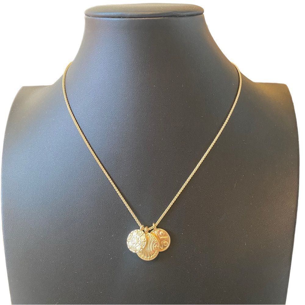 Gold Toned Coin Charm Necklace.